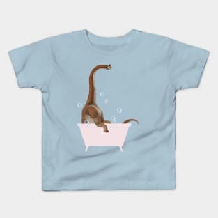 Brachiosaurus in Bathtub Kids T-Shirt